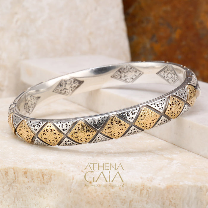Byzantine Checker Hinged Bracelet