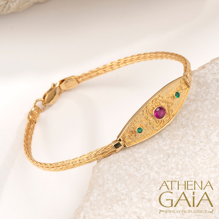 Al'Oro Floral Byzantine Strap Bracelet