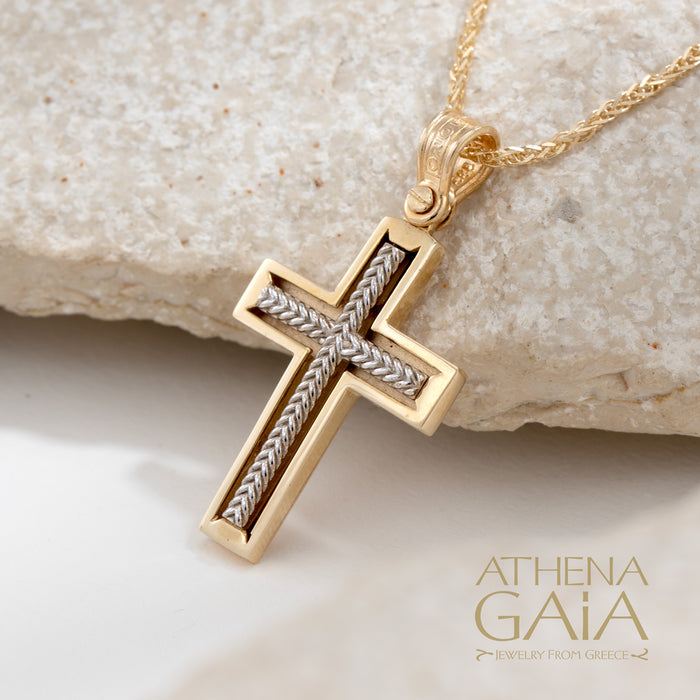 Al'Oro Woven Two-Toned Cross