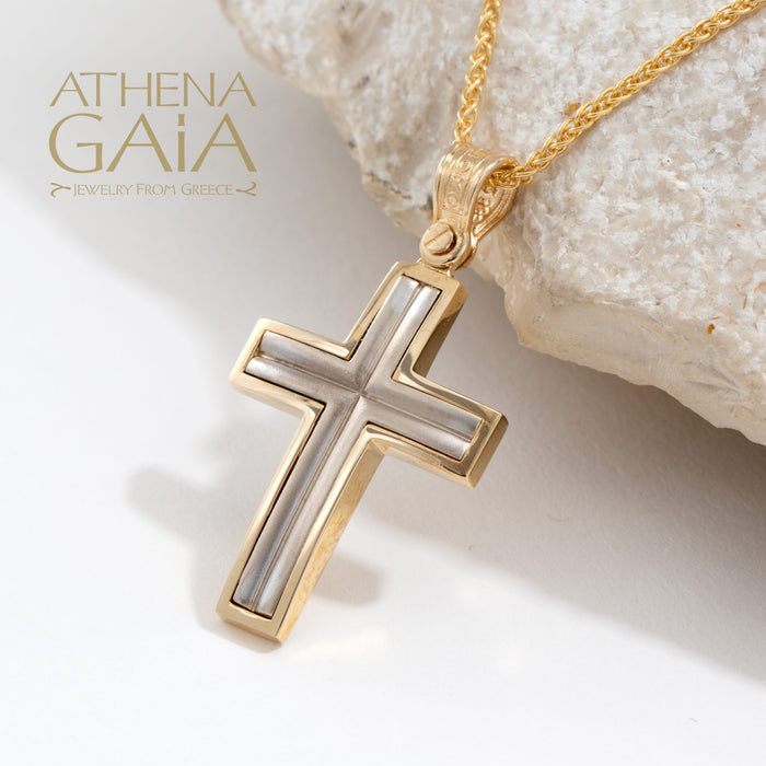 Al'Oro Two-Toned Western Inlay Cross