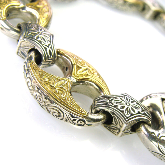 Silver and 18k Gold Anchor Link Bracelet