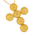 Geometric Western Circles Large Cross with Diamonds Necklace