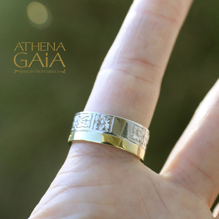 Anthemion Single Row Gold Band Ring