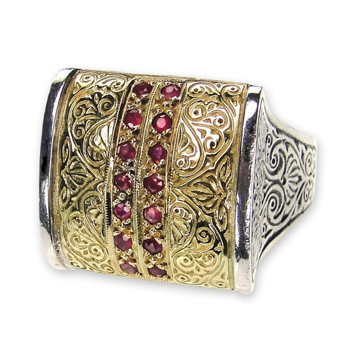 Anthemion Ring with Pave Stones