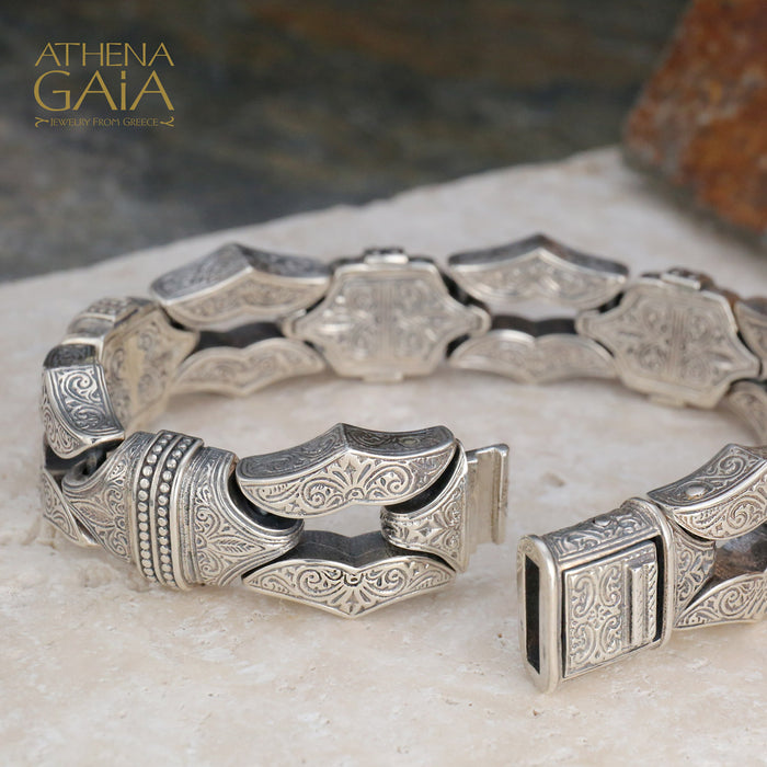 Heavy Silver Minoan Bracelet