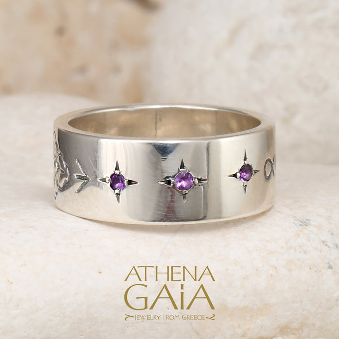 Flower Gemstone Band Ring