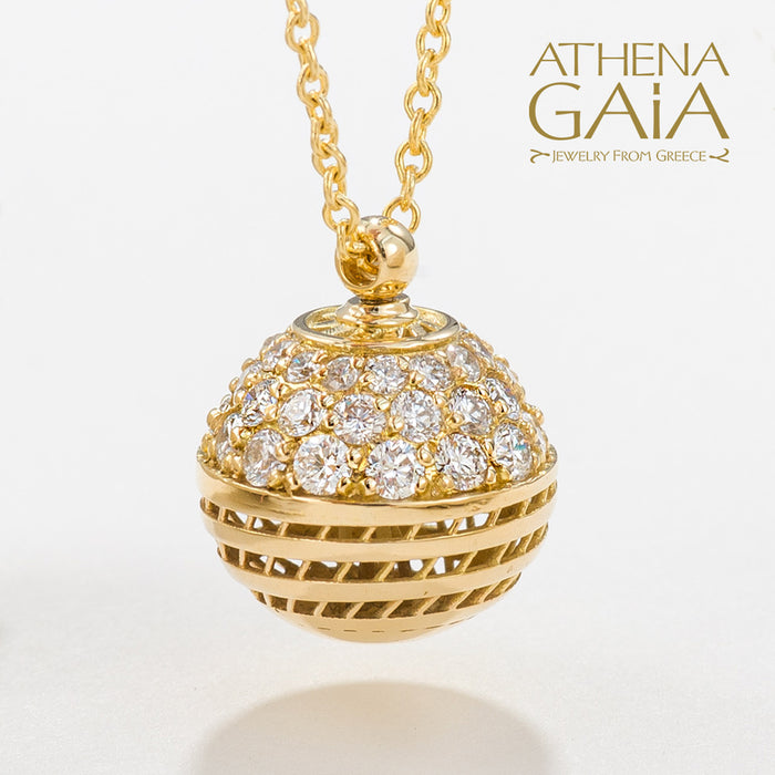 Celestial Hemisphere Pendant Necklace with Diamonds