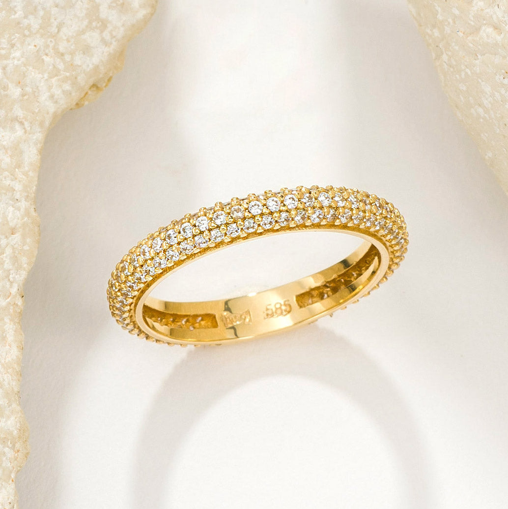 a 14k gold ring with diamonds