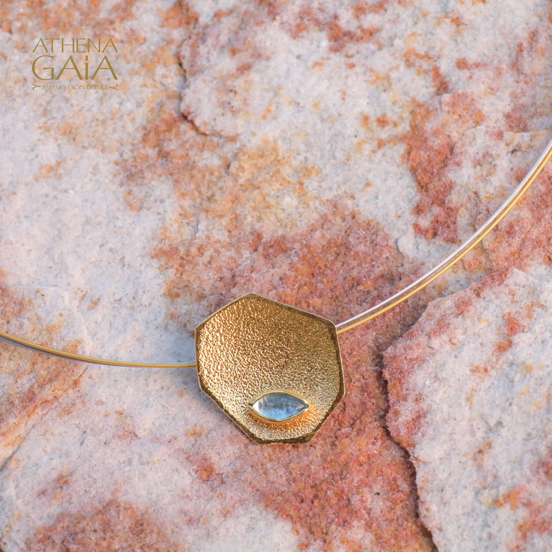 Desert Oasis Pendant Necklace - Gold Plated Sterling Silver - Topaz Necklace