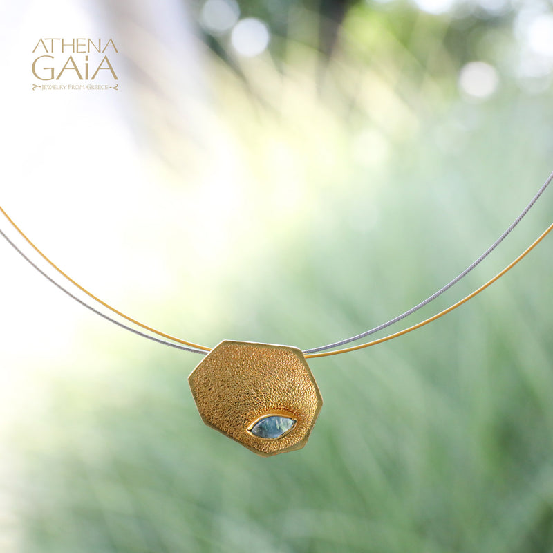 Desert Oasis Pendant Necklace - Gold Plated Sterling Silver - Topaz Necklace