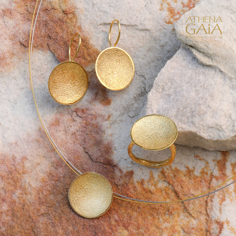Desert Sun Pendant Necklace - Gold Plated Sterling Silver Necklace
