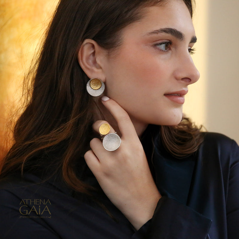 Desert Eclipse Bypass Ring - Gold Plated Sterling Silver Ring