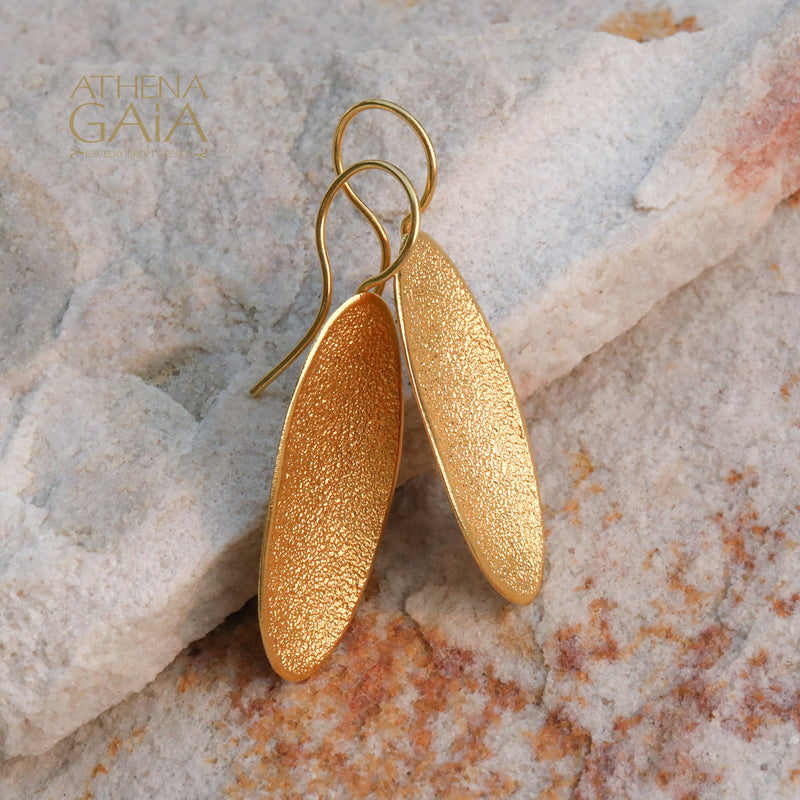 Desert Dune Earrings (Large) - Gold Plated Sterling Silver - French Wire Earrings