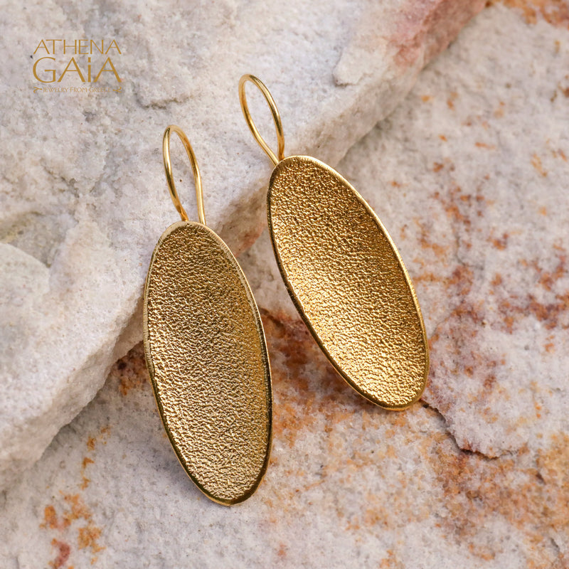 Desert Dune Earrings (Large) - Gold Plated Sterling Silver - French Wire Earrings