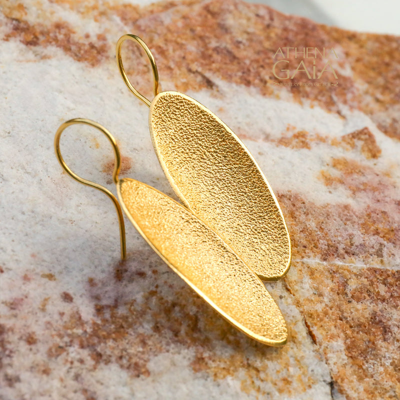 Desert Dune Earrings (Large) - Gold Plated Sterling Silver - French Wire Earrings