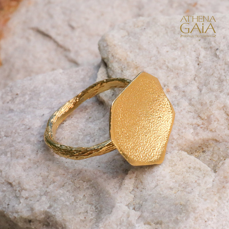 Desert Grain Ring (Small) - Gold Plated Sterling Silver Ring