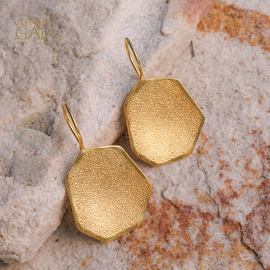 Desert Grain Earrings (Medium) - Gold Plated Sterling Silver - French Wire Earrings
