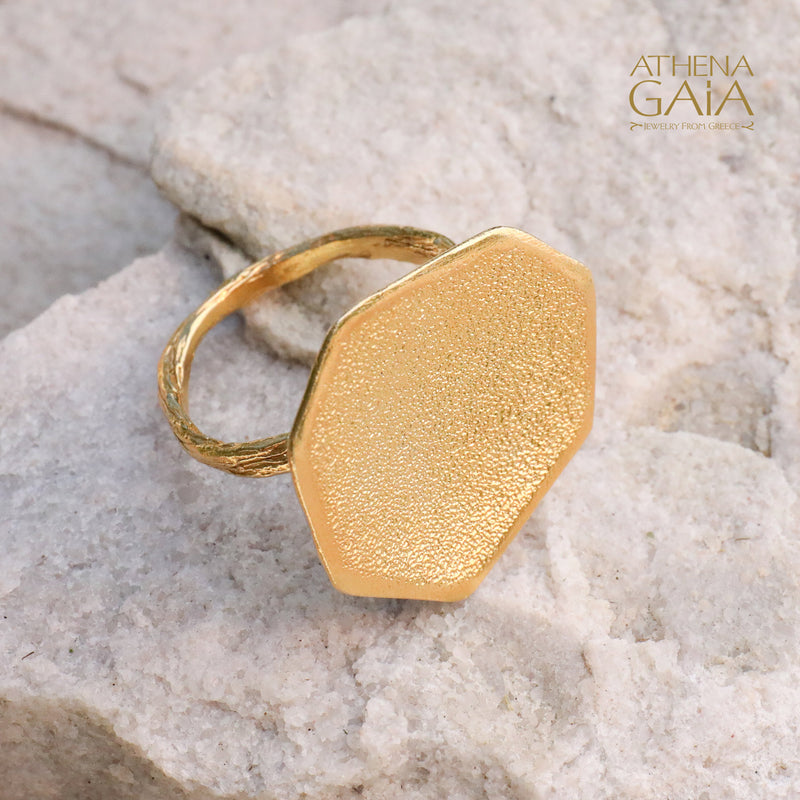 Desert Grain Ring (Medium) - Gold Plated Sterling Silver Ring