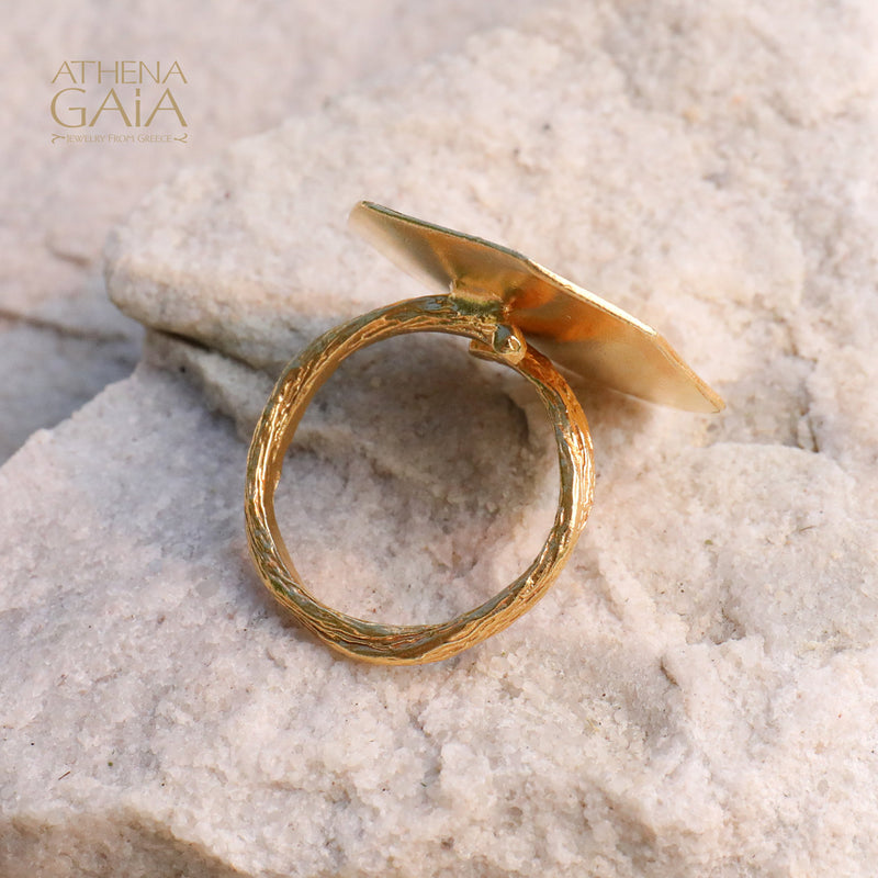 Desert Grain Ring (Medium) - Gold Plated Sterling Silver Ring