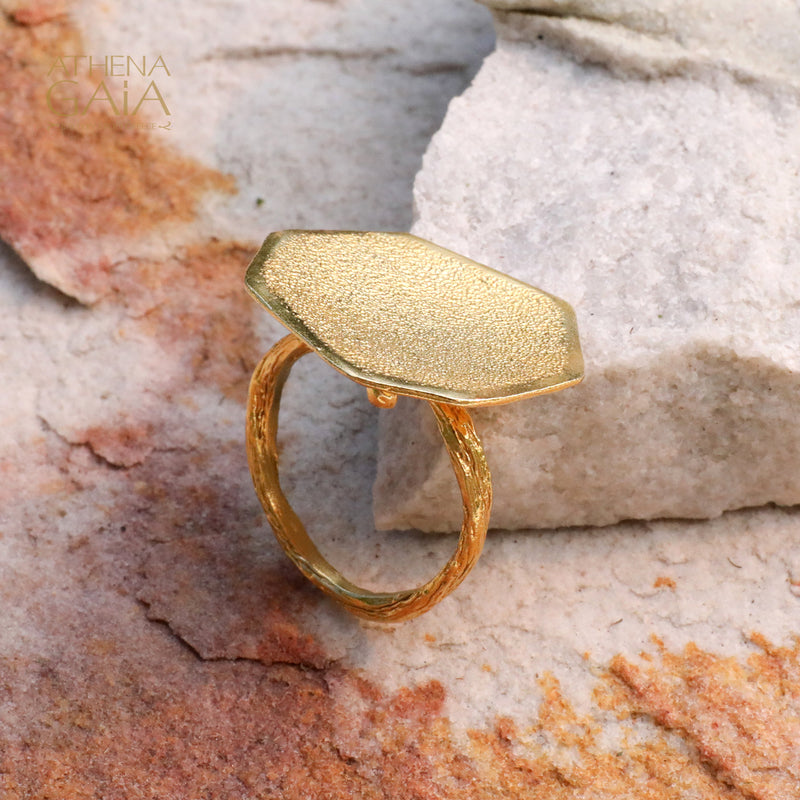 Desert Grain Ring (Medium) - Gold Plated Sterling Silver Ring