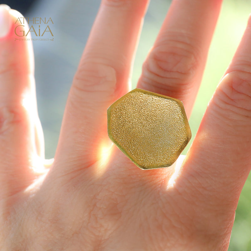 Desert Grain Ring (Medium) - Gold Plated Sterling Silver Ring
