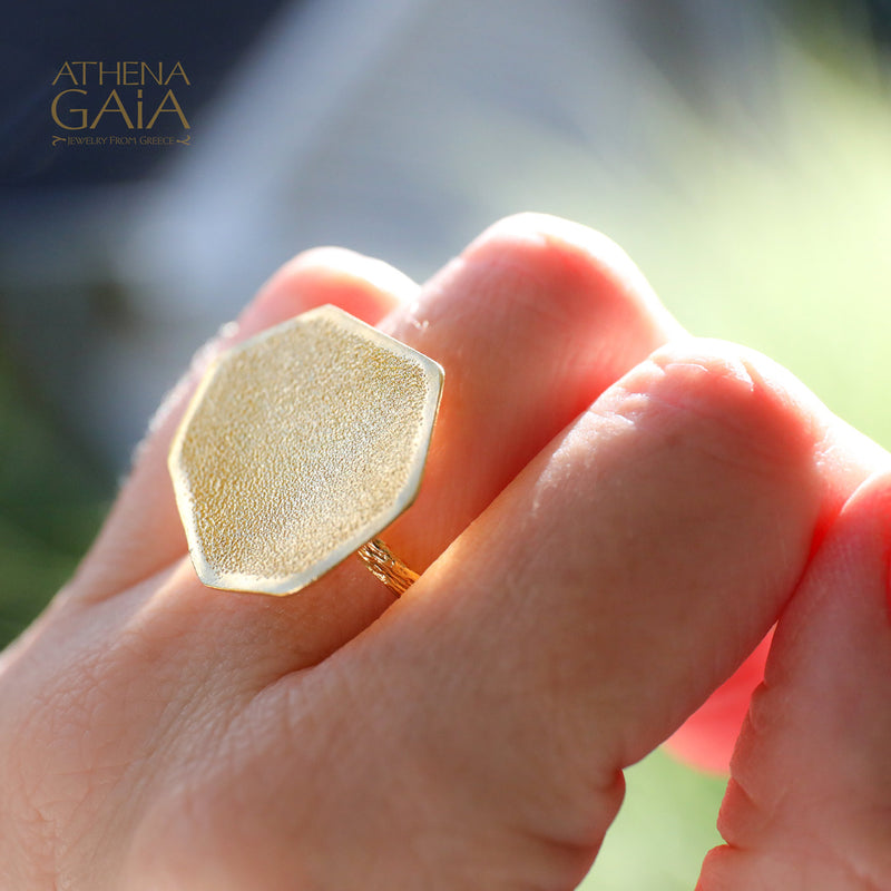 Desert Grain Ring (Medium) - Gold Plated Sterling Silver Ring
