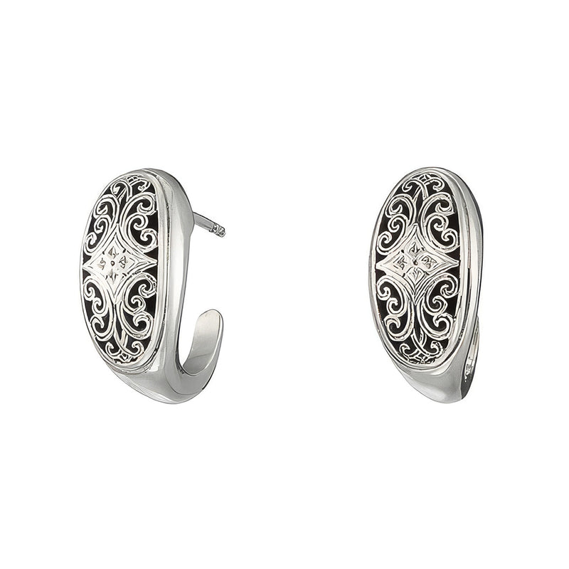 Simplicity Mediterranean Filigree Half Hoops - Sterling Silver - Post Earrings