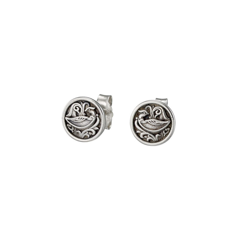 Alexander Vergina Bird Stud Earrings - Sterling Silver - Unisex Earrings
