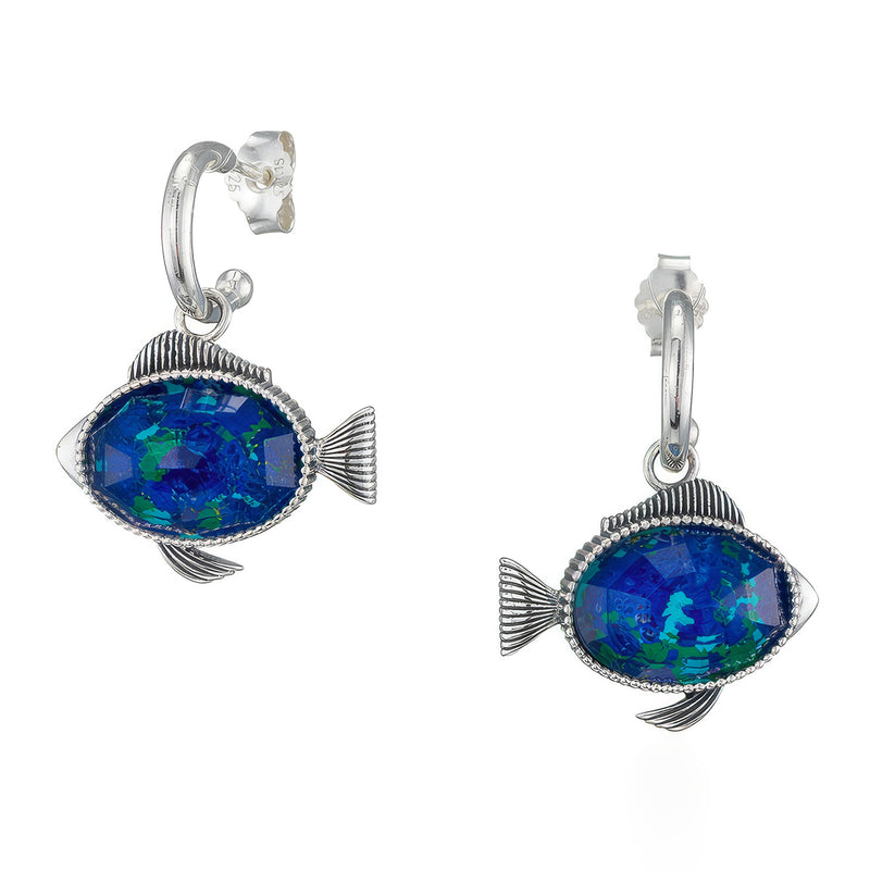 Pop Rocks Ichthus Fish Drop Earrings - Sterling Silver - Post Earrings