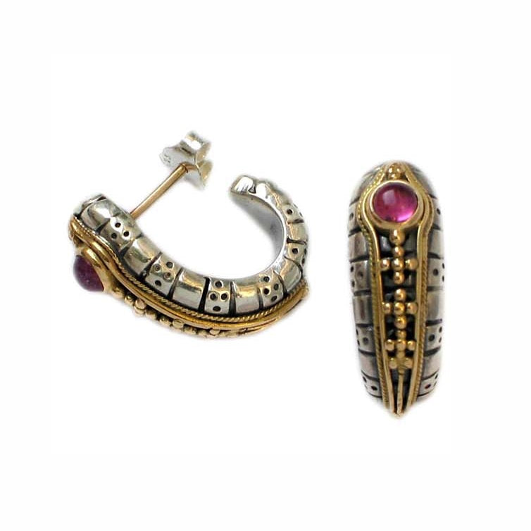 Santorini Sunset Earrings -  18k Gold & Sterling Silver - Hoop Earrings