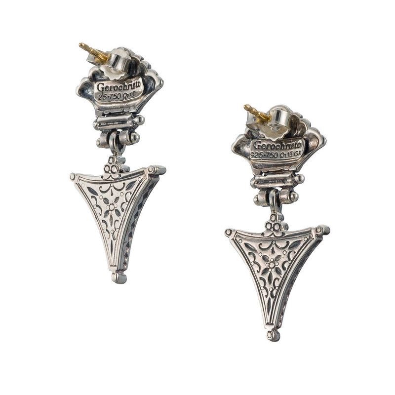Santorini Triangle Earrings - 18k Gold & Sterling Silver Earrings - Chandelier Earrings