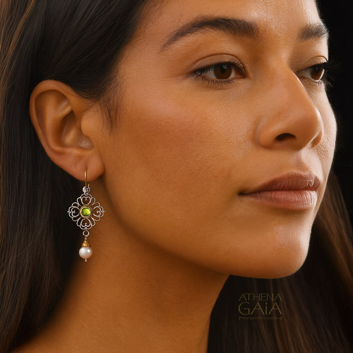 Gerochristo Pearl Drop Chandelier Earrings - 18k Gold and Sterling Silver Earrings