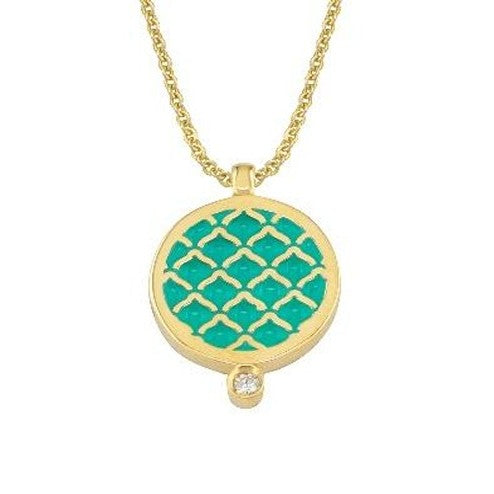 Periklista Round Drop Enamel Necklace - 18k Gold Necklace