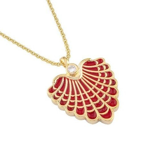 Periklista Fan Shell Enamel Necklace - 18k Gold Necklace