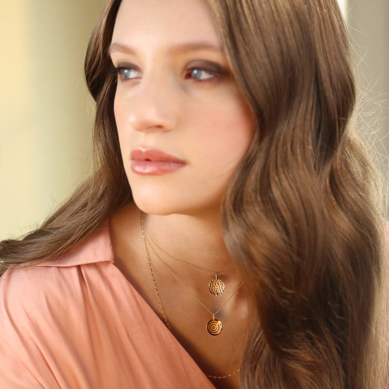 Graduated Circles Concave Disc Gold Necklace - 14k Gold Necklace