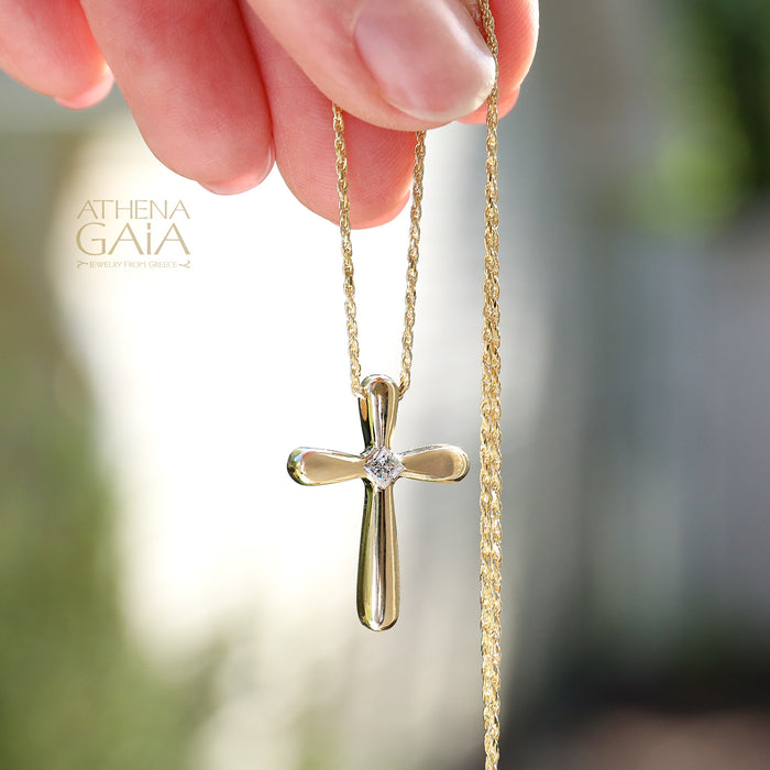 Hidden Bale Melting Cross - 14k Gold - Latin Cross