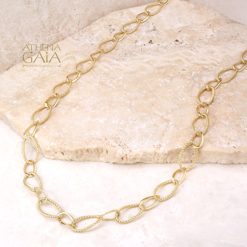 Drop Link Necklace - 14k Gold Necklace