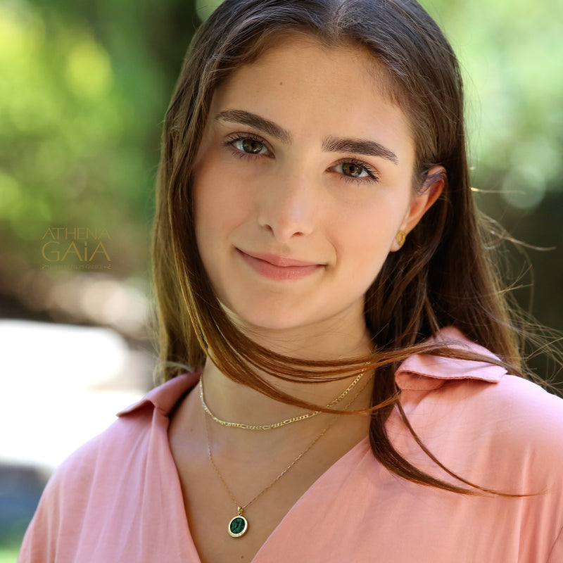 Malachite Disc Pendant - 14k Gold Pendant