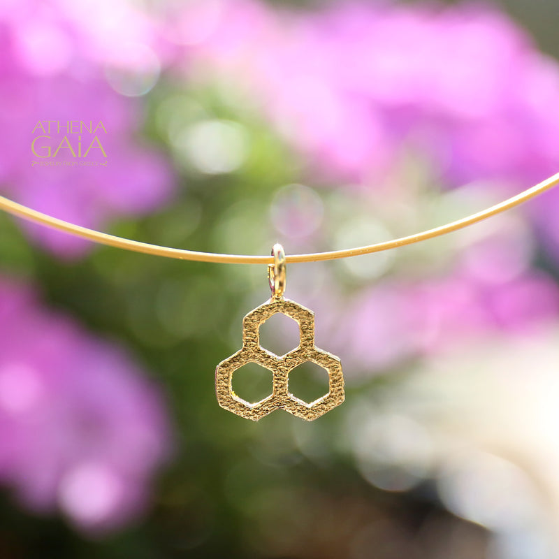 Triple Honeycomb Necklace - 14k Gold Necklace