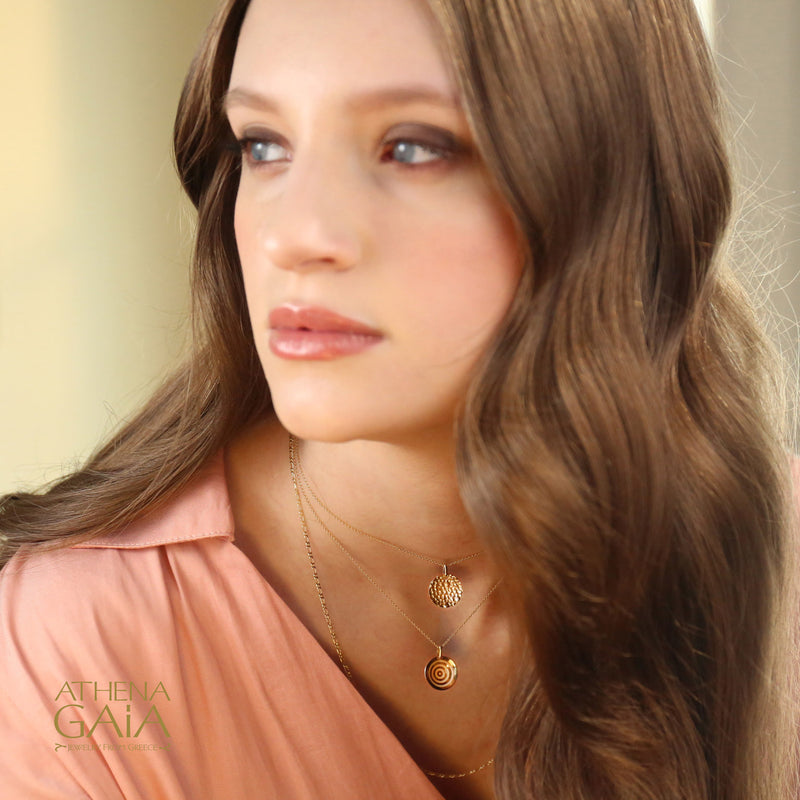 Graduated Circles Concave Disc Gold Necklace - 14k Gold Necklace