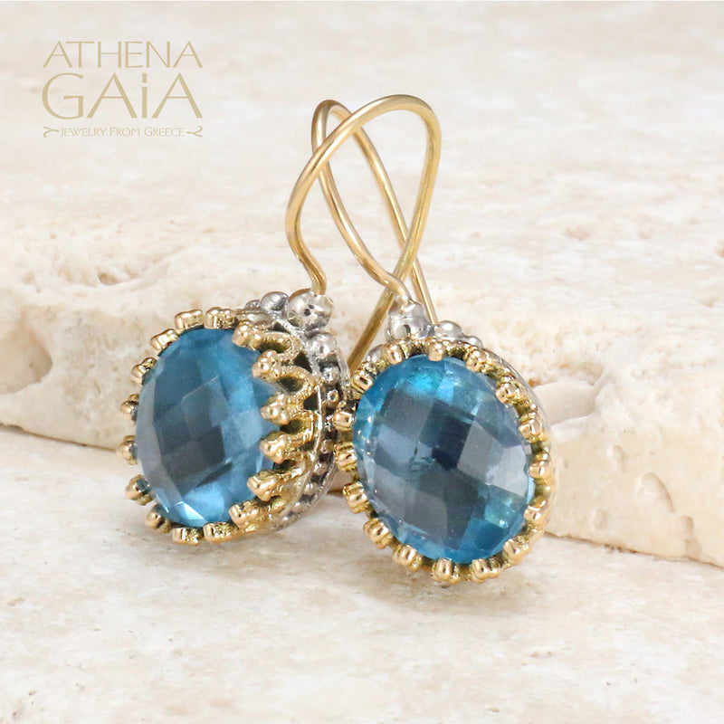 Tall Crown Earrings - 18k Gold & Sterling Silver Earrings - French Wire Earrings