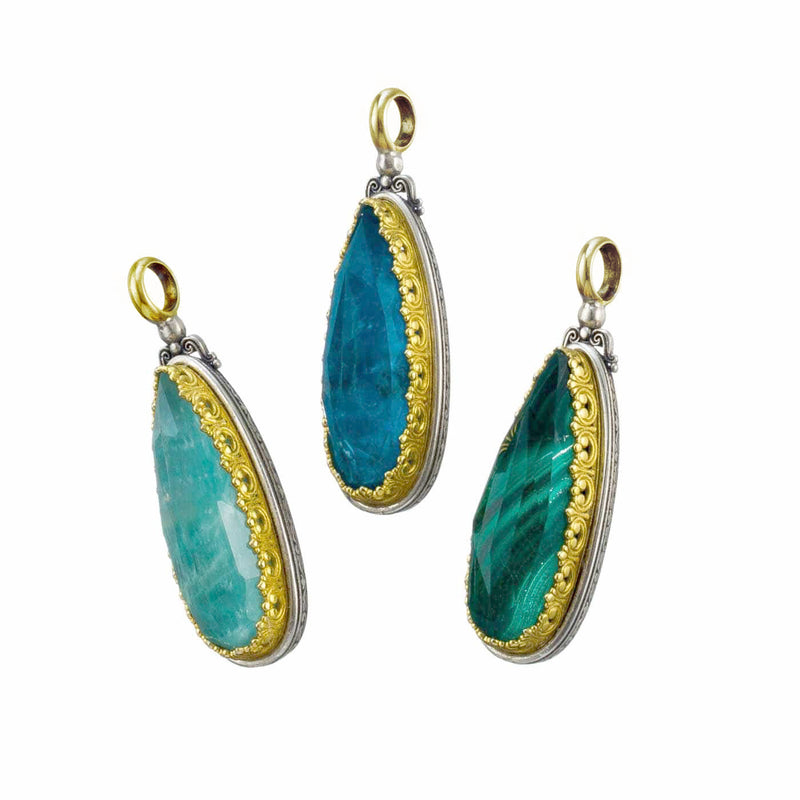 Pop Rocks Long Teardrop Pendant - 18k Gold & Sterling Silver Pendant