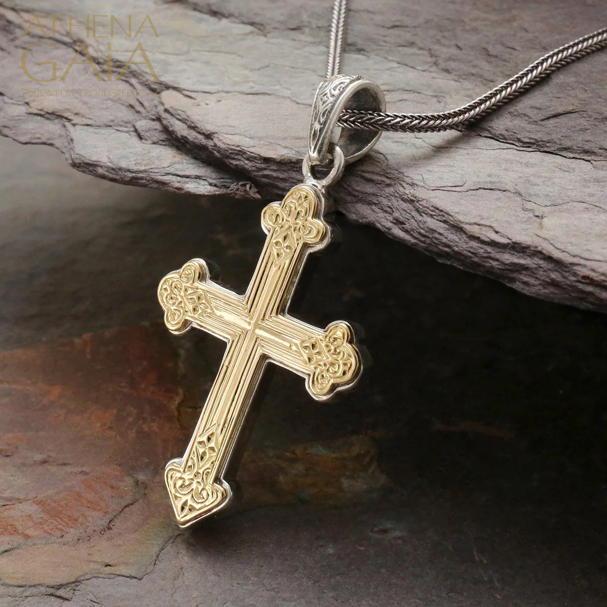 Classic Orthodox Cross (Large) - 18k Gold & Sterling Silver