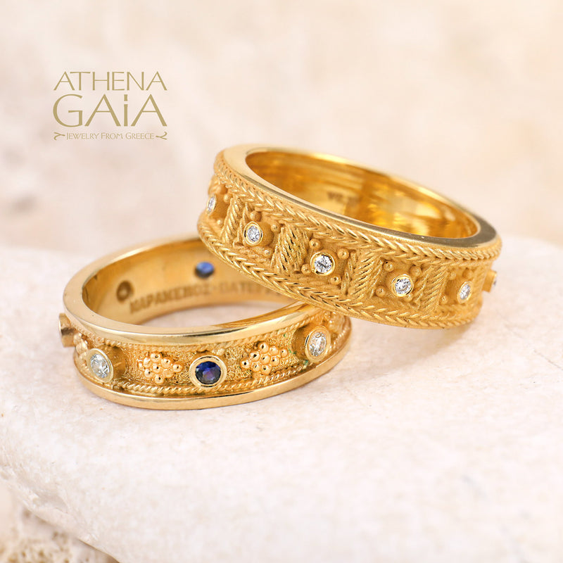 Woven Border Block Ring - 18k Gold - Stackable Ring
