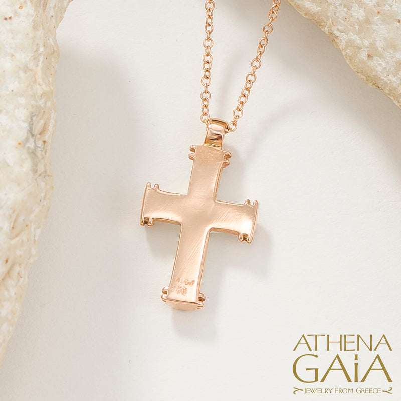 Enamel Diamond Station Cross Necklace - 14k Gold - Latin Cross