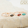 Enamel Mati With Diamond Ring - 14k Gold Ring - Evil Eye Ring