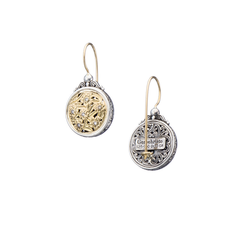 Harmony Circle Diamond Earrings - 18k Gold & Sterling Silver - French Wire Earrings
