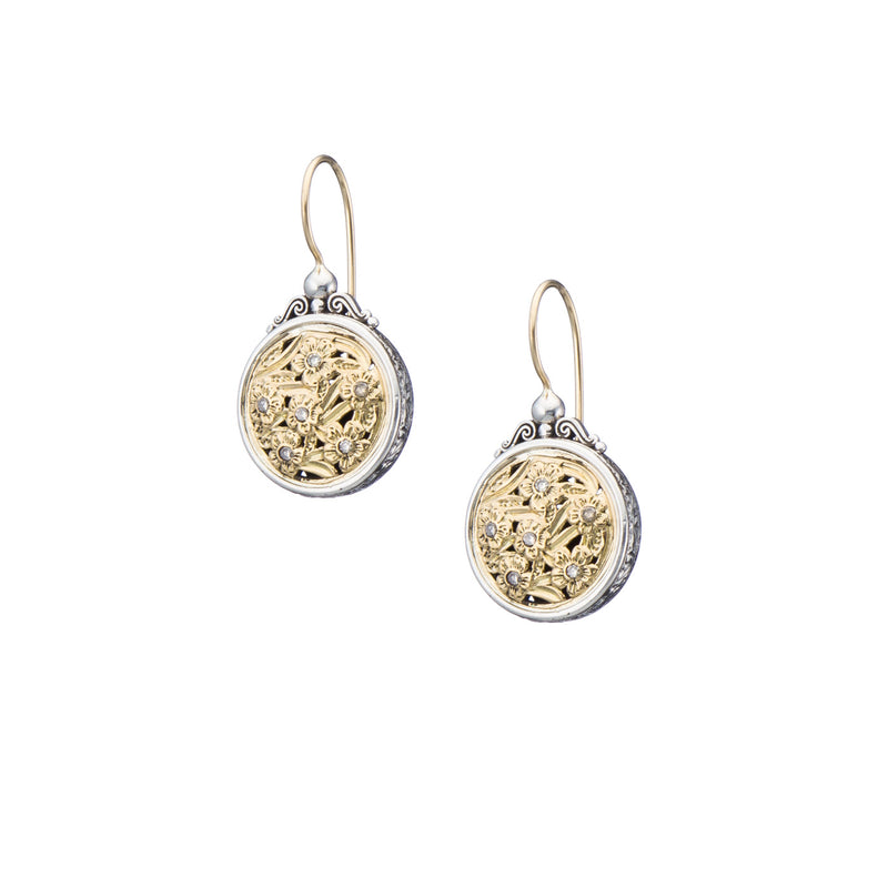 Harmony Circle Diamond Earrings - 18k Gold & Sterling Silver - French Wire Earrings