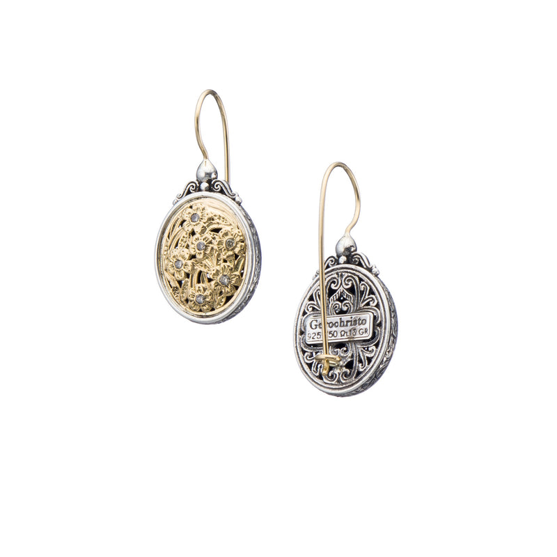 Harmony Oval Diamond Earrings - 18k Gold & Sterling Silver - French Wire Earrings