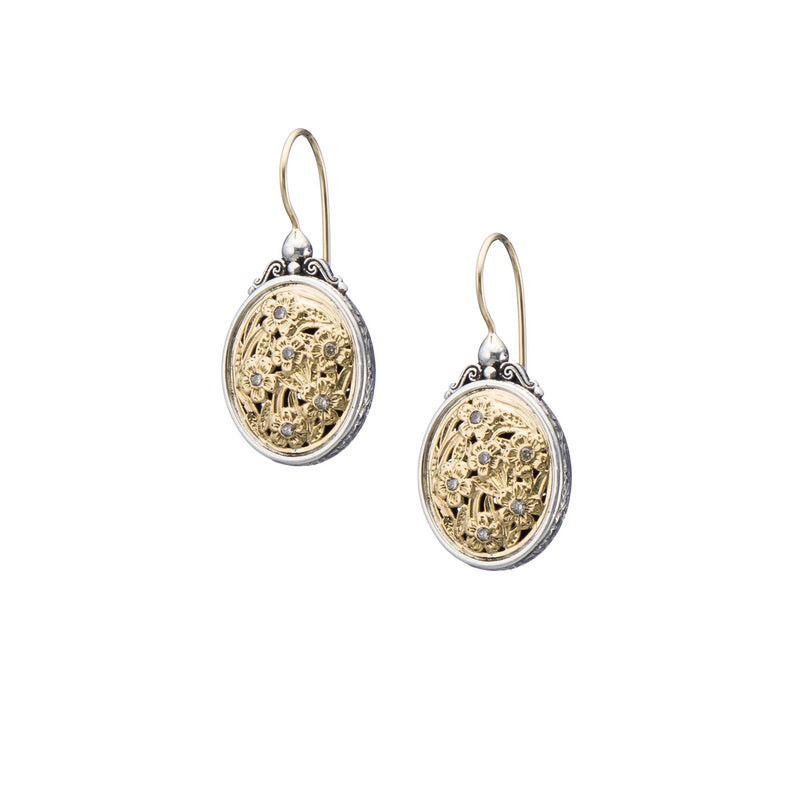 Harmony Oval Diamond Earrings - 18k Gold & Sterling Silver - French Wire Earrings